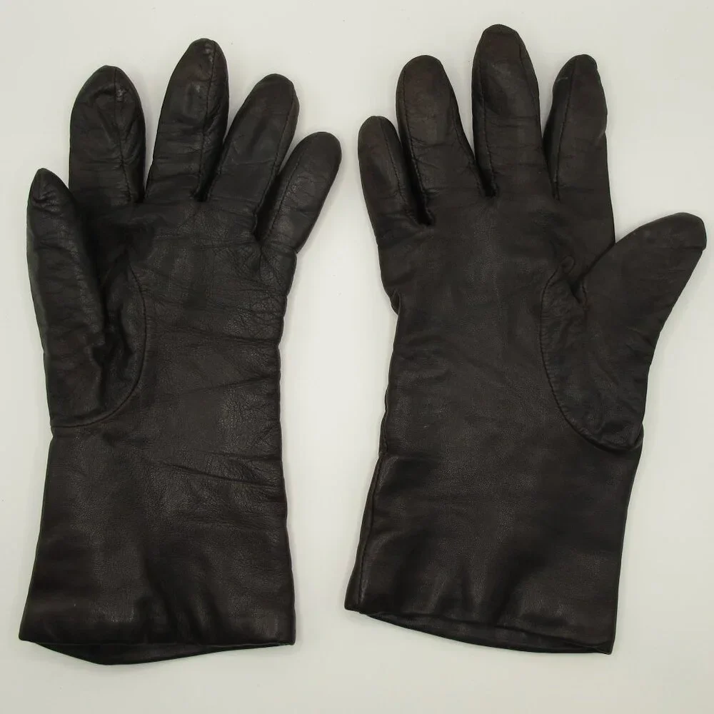 Leather dark brown, cashmere lined, 7.5 ladies gloves